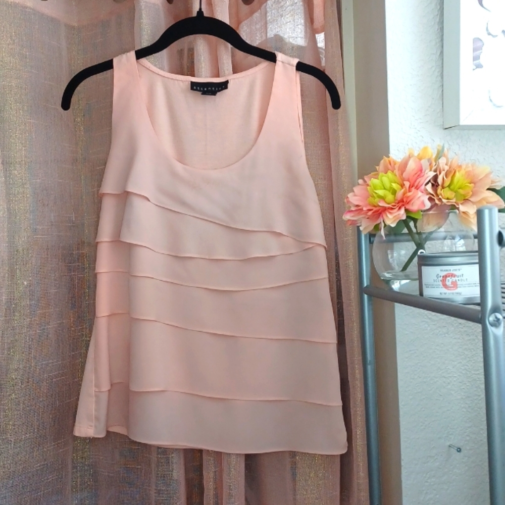 ATTENTION Sleeveless Light Pink Layered Ruffle Blouse